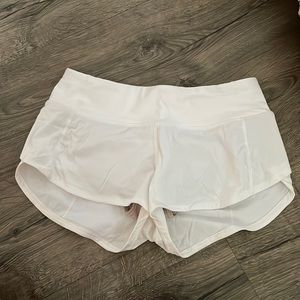 White lululemon speed up shorts